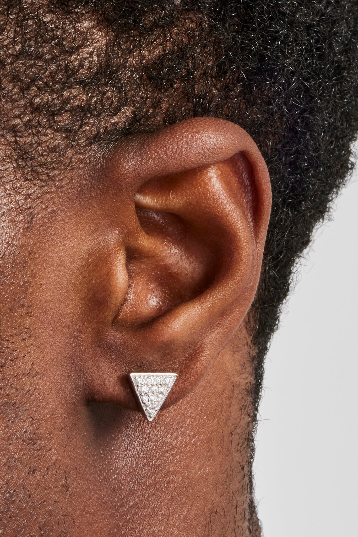 Iced Pave Triangular Stud Earrings - 10mm